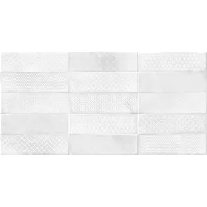 Облицовочная плитка Cersanit Carly CSL524 рельеф кирпичи декорированная светло-серый 59,8*29,8 см